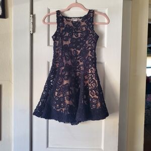 Charming Black And Light Pink Lace Kids Dress